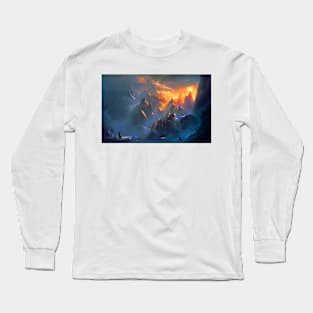 fantasy landcape - mountain village Long Sleeve T-Shirt